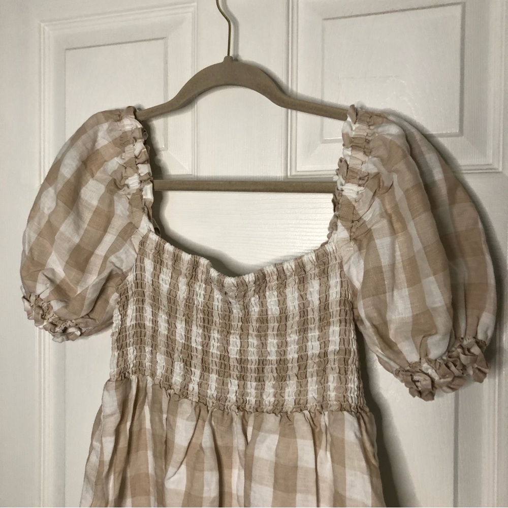 House of Harlow Gingham Puff Sleeve Linen Dress - Picture 6 of 8